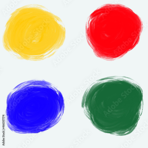 circle 4 waterclor yellow, red, blue and green abstract color pattern background. Illustration art design