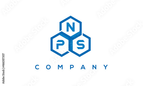 NPS letters design logo with three polygon hexagon logo vector template	