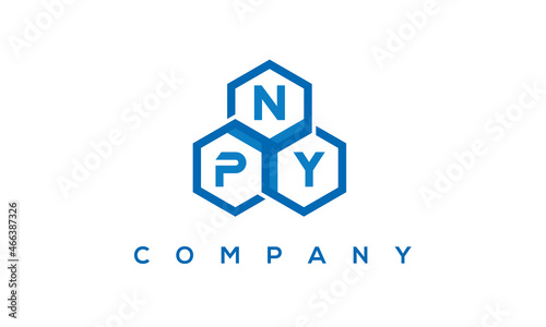 NPY letters design logo with three polygon hexagon logo vector template 