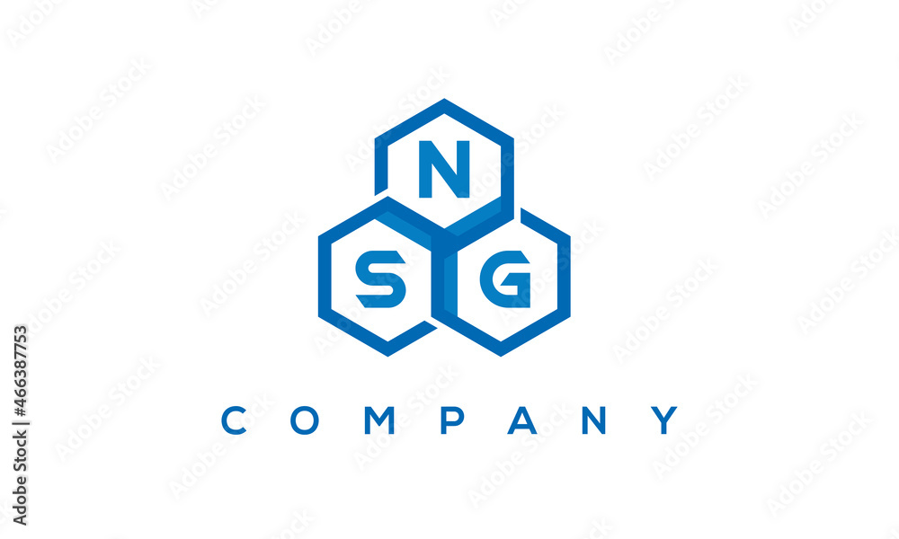 NSG letters design logo with three polygon hexagon logo vector template	