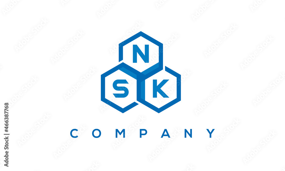 NSK letters design logo with three polygon hexagon logo vector template NSK letters design logo with three polygon hexagon logo vector template