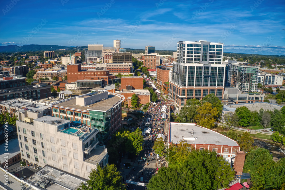 Aerial View of Greenville, South Carolina during Autumn
