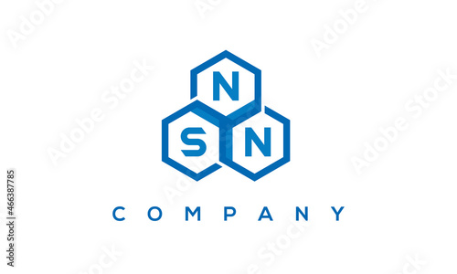 NSN letters design logo with three polygon hexagon logo vector template 