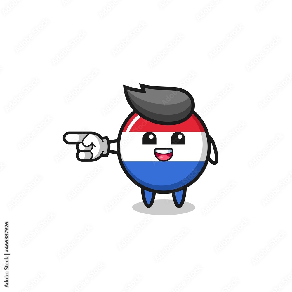 netherlands flag cartoon with pointing left gesture netherlands flag cartoon with pointing left gesture