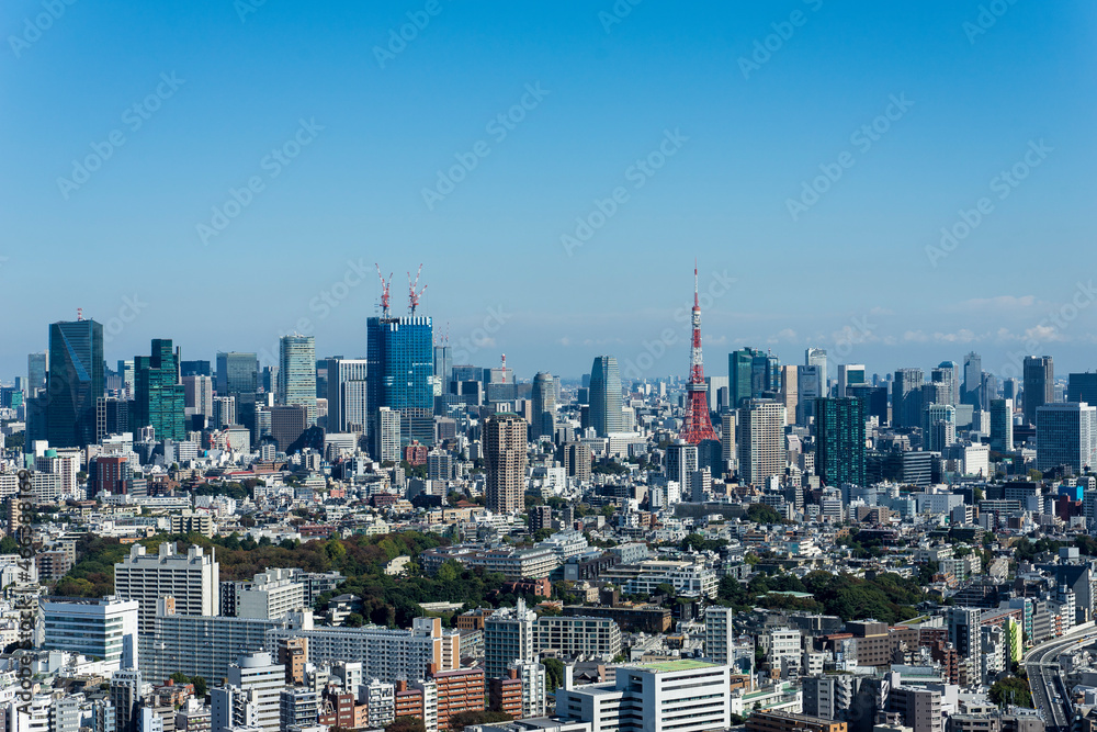 Obraz premium 都市の風景 高層ビルからの都市景観