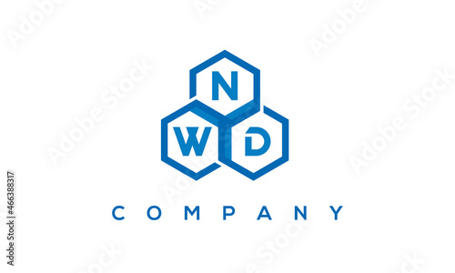 NWD letters design logo with three polygon hexagon logo vector template  © Mohammad