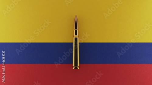 Bilde på lerret 3D rendering of top down view of a single rifle bullet in the center and on top