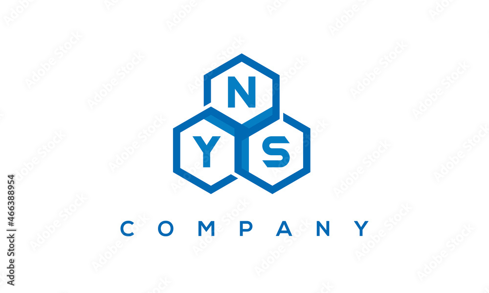 NYS letters design logo with three polygon hexagon logo vector template	