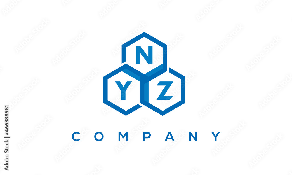 NYZ letters design logo with three polygon hexagon logo vector template NYZ letters design logo with three polygon hexagon logo vector template