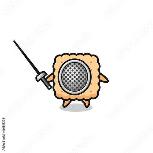 cracker earth cartoon as fencer mascot