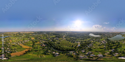 Panorama, Village, Lake, Valley, Alleys, Hills, Gardens, Sunny, Ukraine, Stavishche