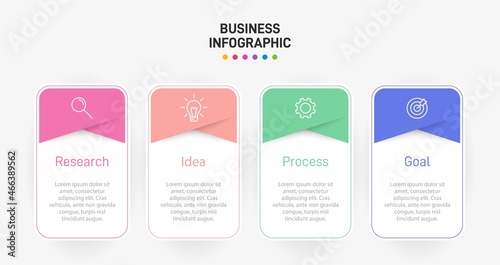Infographic design with icons and 4 options or steps. Thin line vector. Infographics business concept. Can be used for info graphics, flow charts, presentations, web sites, banners, printed materials.