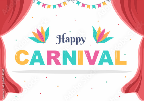 Happy Carnival Celebration Background Vector Illustration. People festival With Colorful Party, Confetti, Dance, Music and bright Costumes for Poster
