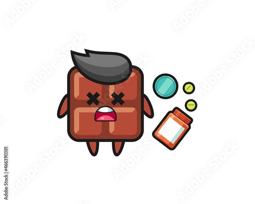 illustration of overdose chocolate bar character