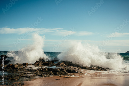 Waves Splashing on the rocks