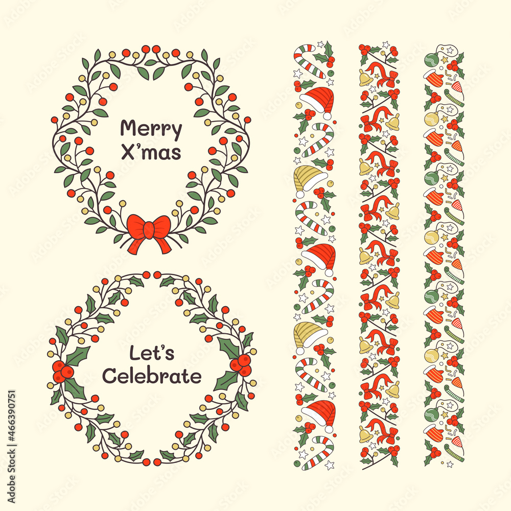 Set of Hand Drawn Christmas Frames and Borders. Set of Hand Drawn Christmas Frames and Borders.