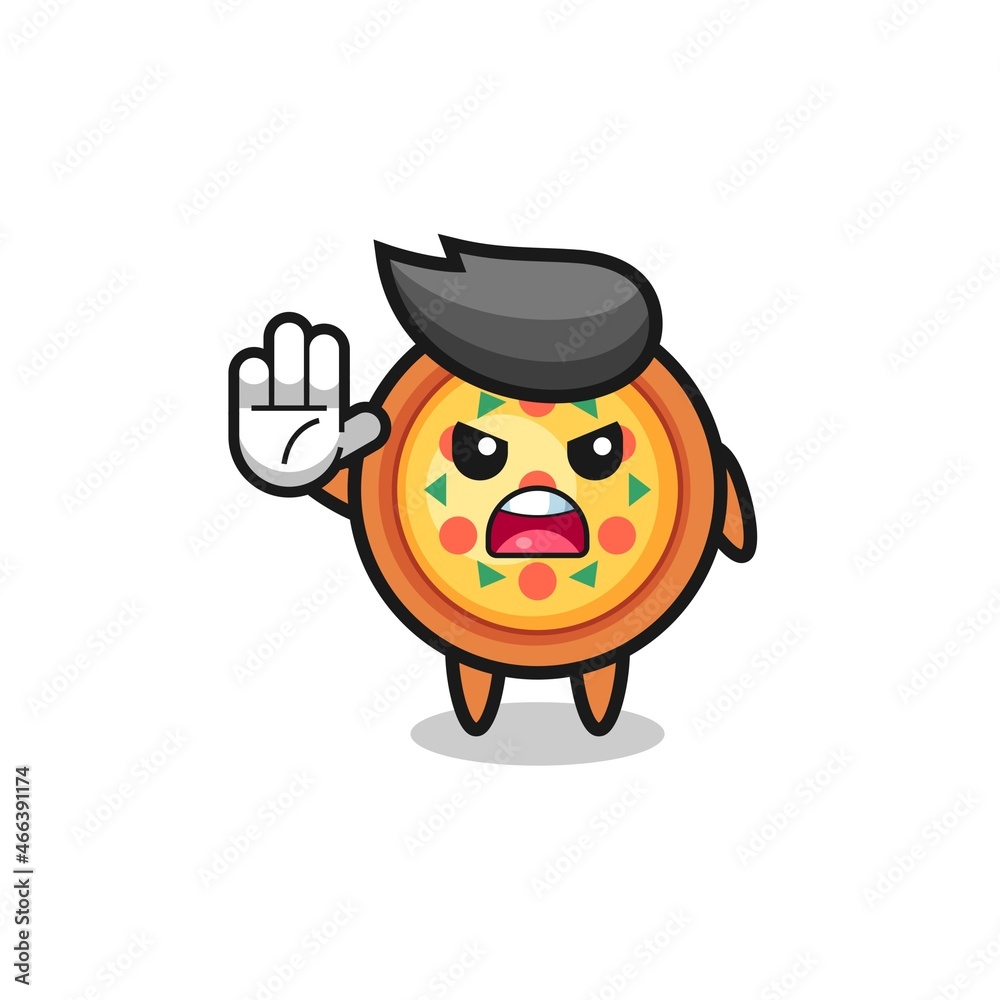 pizza character doing stop gesture