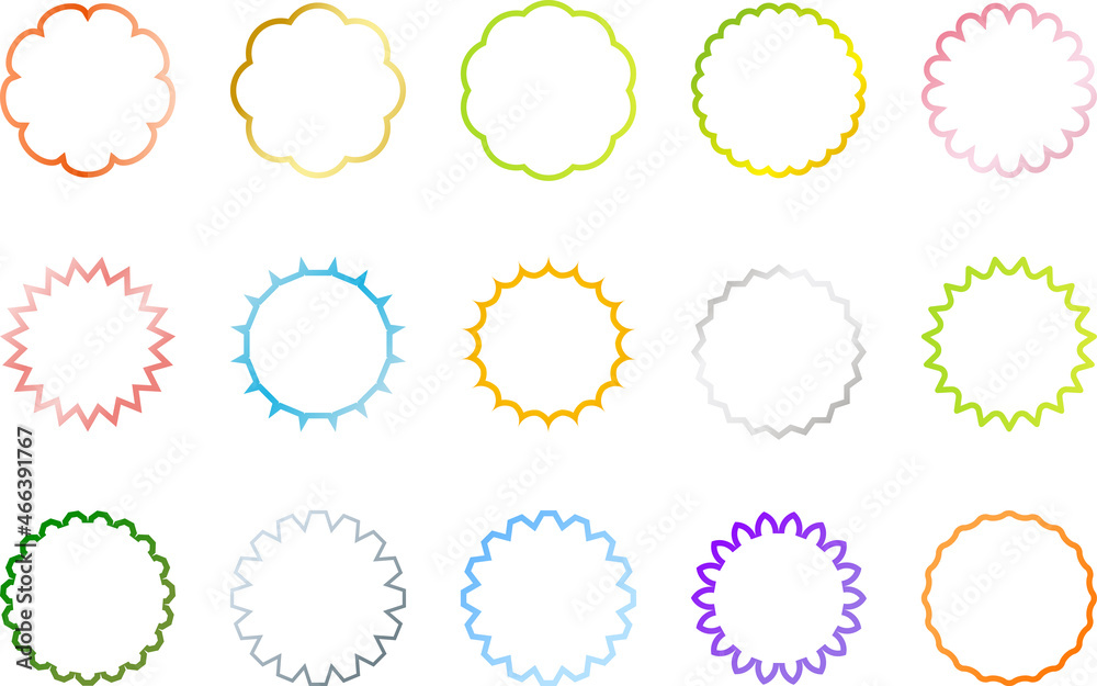 Circular decorative material drawn with colorful lines.