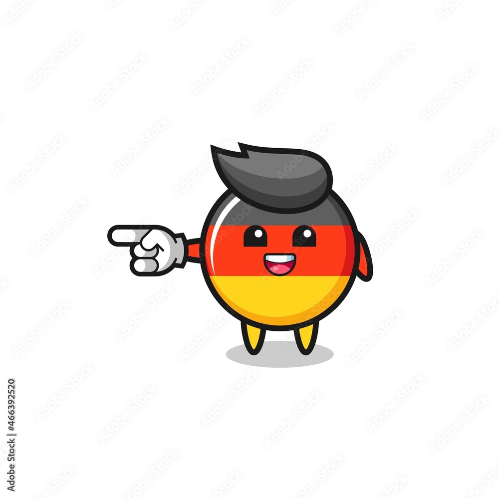 germany flag cartoon with pointing left gesture