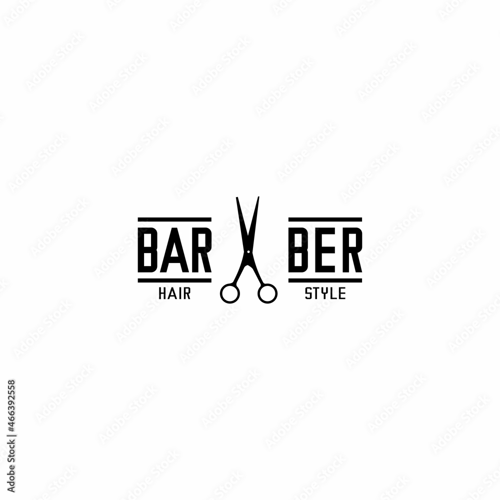 Fototapeta premium barbershop logo illustration vector, scissors vector