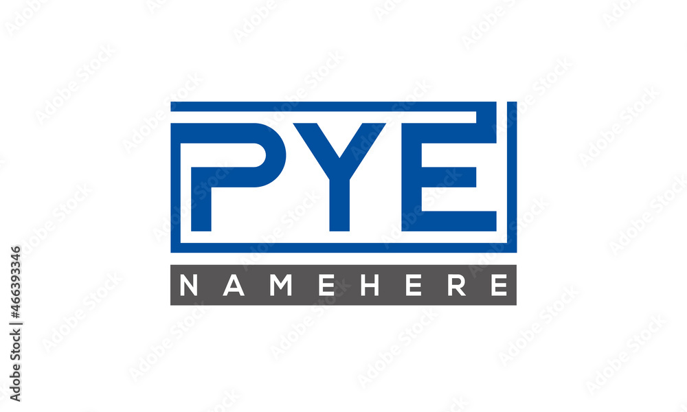 PYE Letters Logo With Rectangle Logo Vector PYE Letters Logo With Rectangle Logo Vector