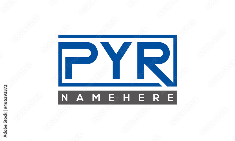 PYR Letters Logo With Rectangle Logo Vector PYR Letters Logo With Rectangle Logo Vector