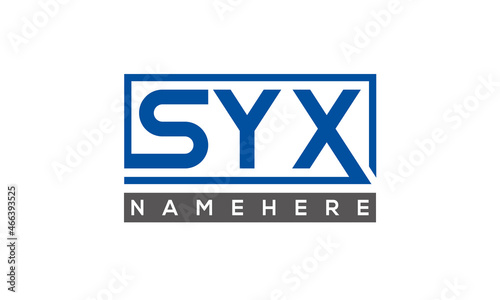 SYX Letters Logo With Rectangle Logo Vector