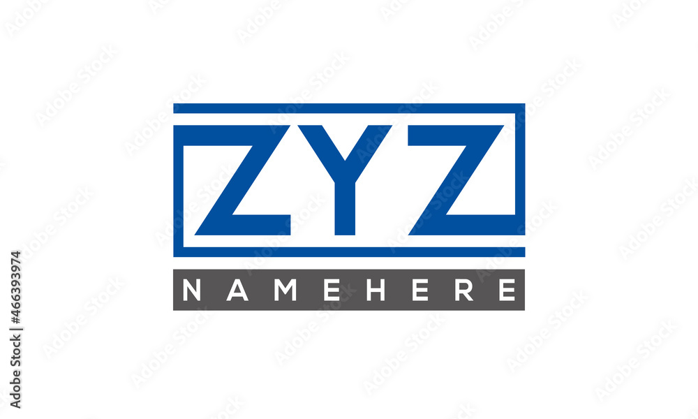 ZYZ Letters Logo With Rectangle Logo Vector ZYZ Letters Logo With Rectangle Logo Vector