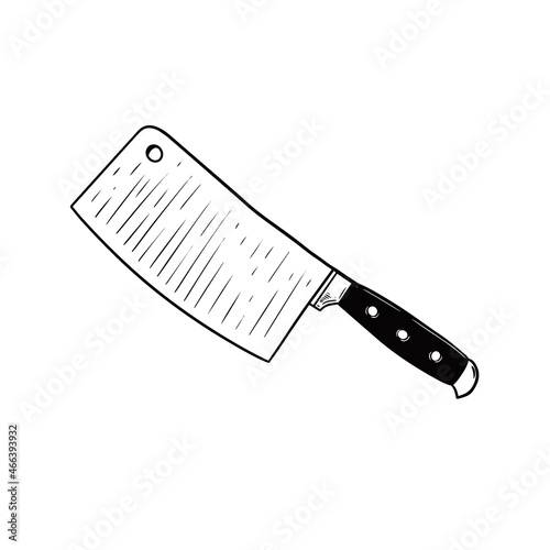 Knife for meat. Hand drawn black color vector illustration.