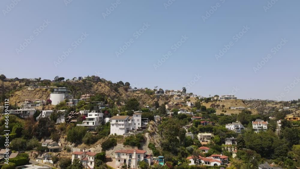 West Hollywood Hills, California USA. Aerial View, Rich Residential Neighborhood on Hillside, Tilt Up Drone Shot West Hollywood Hills, California USA. Aerial View, Rich Residential Neighborhood on Hillside, Tilt Up Drone Shot