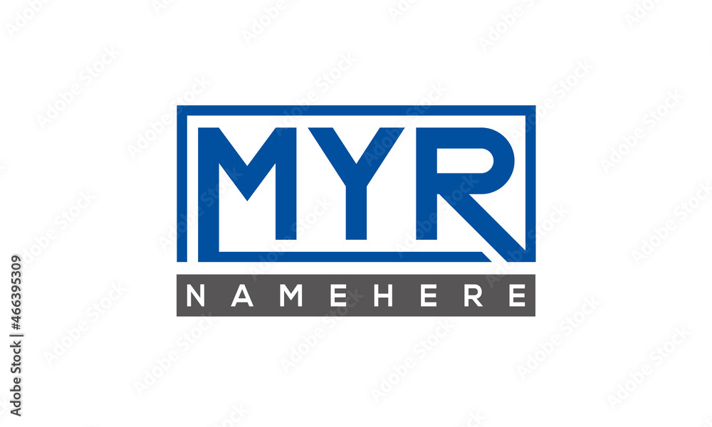 MYR Letters Logo With Rectangle Logo Vector MYR Letters Logo With Rectangle Logo Vector