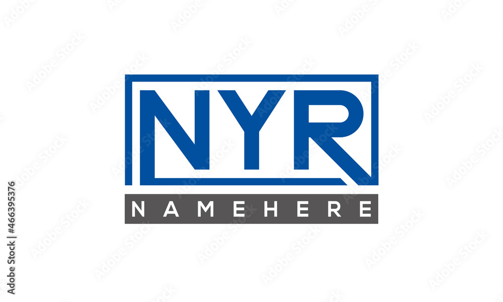 NYR Letters Logo With Rectangle Logo Vector NYR Letters Logo With Rectangle Logo Vector