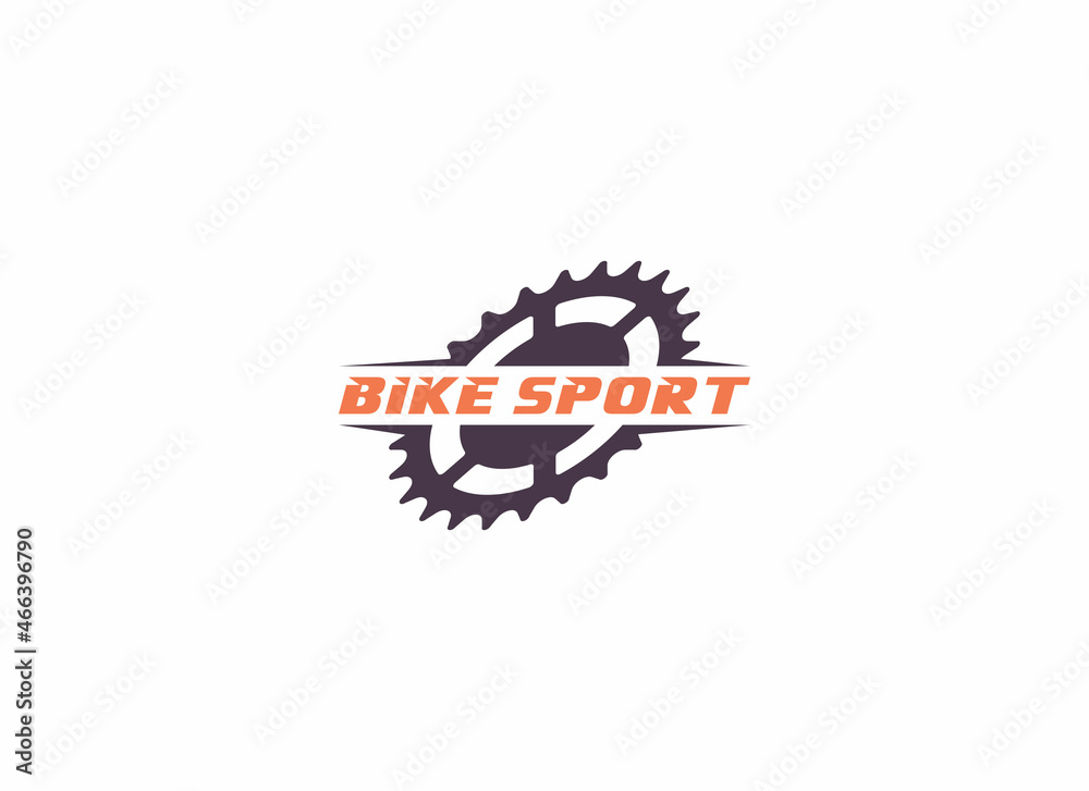 logo for bicycle sport with gear illustration on white background logo for bicycle sport with gear illustration on white background