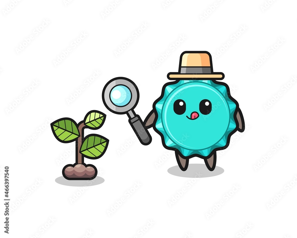 Fototapeta premium cute bottle cap herbalist researching a plants