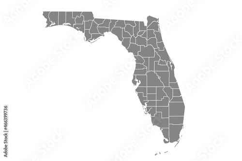Blank similar Florida map isolated on white background. United States of America country. Vector template for website, design, cover, infographics. Graph illustration. vector eps.10