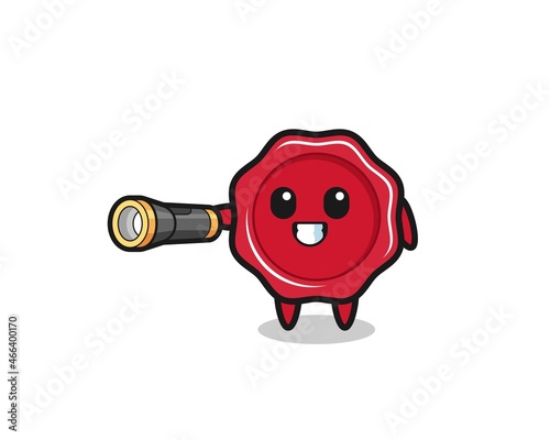 sealing wax mascot holding flashlight