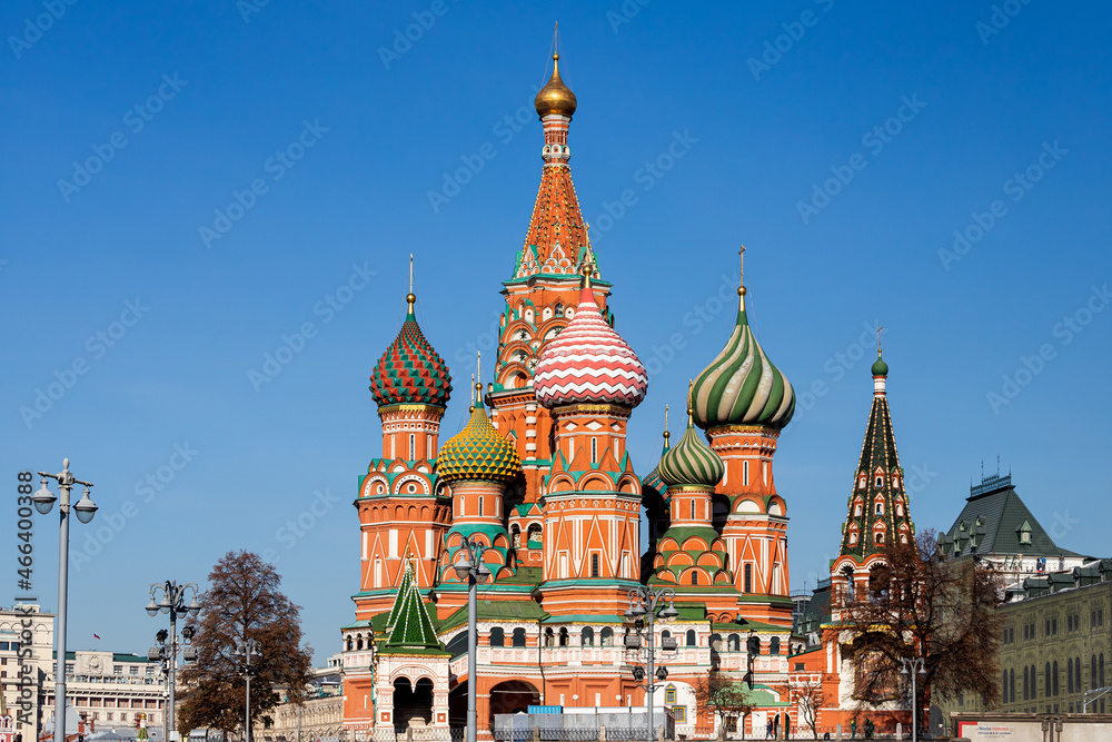 St. Basil's Cathedral ancient architecture on Red Square in Moscow City