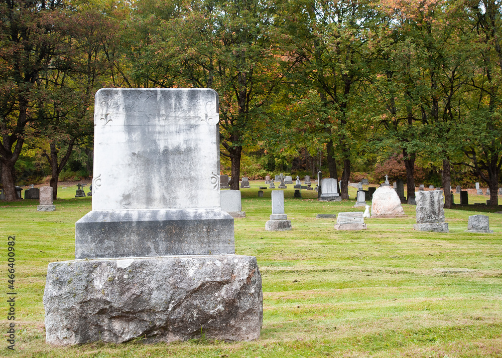 Fototapeta premium Large blank tombstone in an old cemetery. 
