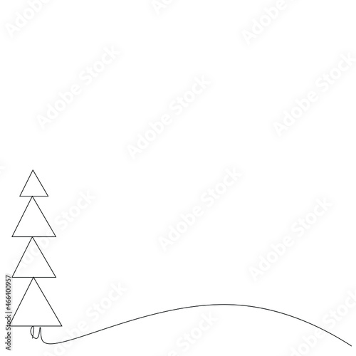 Christmas tree silhouette line draw vector illustration