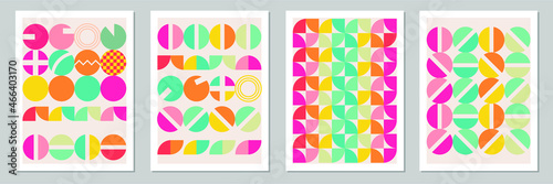 Abstract Bauhaus geometric pattern background, Colorful Bauhaus pattern background 