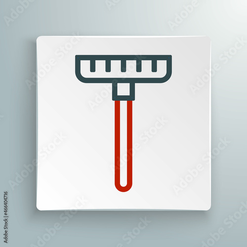 Line Garden rake icon isolated on white background. Tool for horticulture, agriculture, farming. Ground cultivator. Housekeeping equipment. Colorful outline concept. Vector