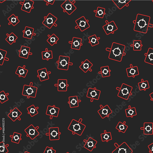Line Target sport icon isolated seamless pattern on black background. Clean target with numbers for shooting range or shooting. Vector