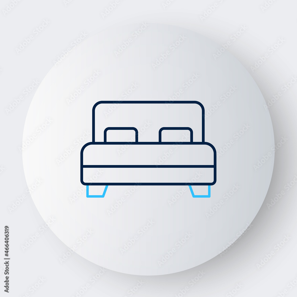 Line Big bed for two or one person icon isolated on white background. Colorful outline concept. Vector Line Big bed for two or one person icon isolated on white background. Colorful outline concept. Vector