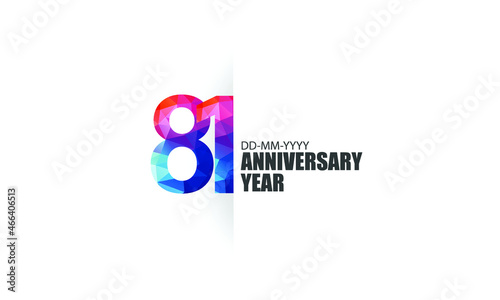 81 year anniversary full color polygon geometry style background for event, birthday, gift - vector