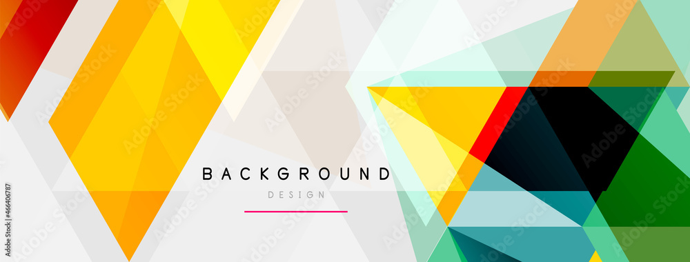 Color triangles composition, geometric abstract background. Techno or business concept, pattern for wallpaper, banner, background, landing page