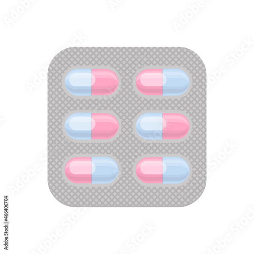 Medicine and pills in pack vector colorful icon. Medical elements - drugs, packs, bottles.