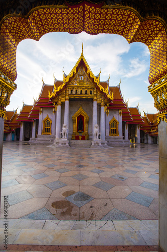 Photography Wat Benchamabophit temple of Marble Temple blue sky with cloud,