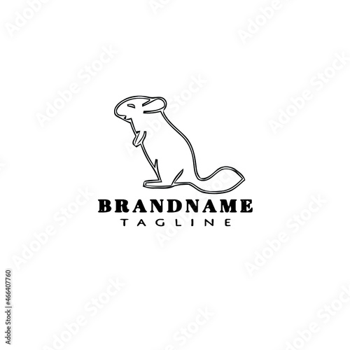 chinchilla cartoon logo icon design template black isolated vector illustration