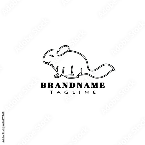 chinchilla cartoon logo icon design template black flat vector illustration