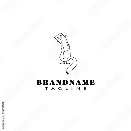 chinchilla cartoon logo icon design template black cute vector illustration